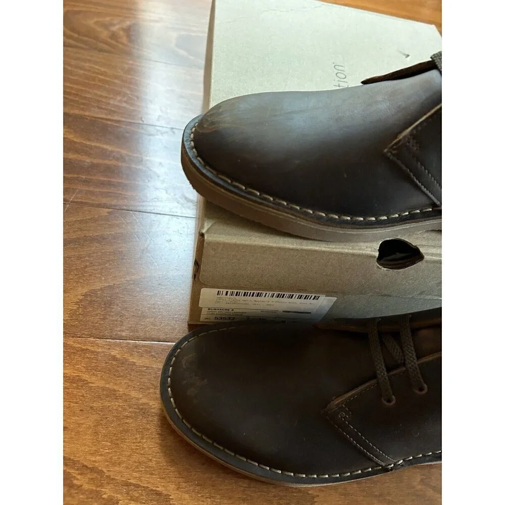 Clarks Bushacre 3‎ Dark Brown Leather Chukka Ankle Boots Lace Up NEW 7 W